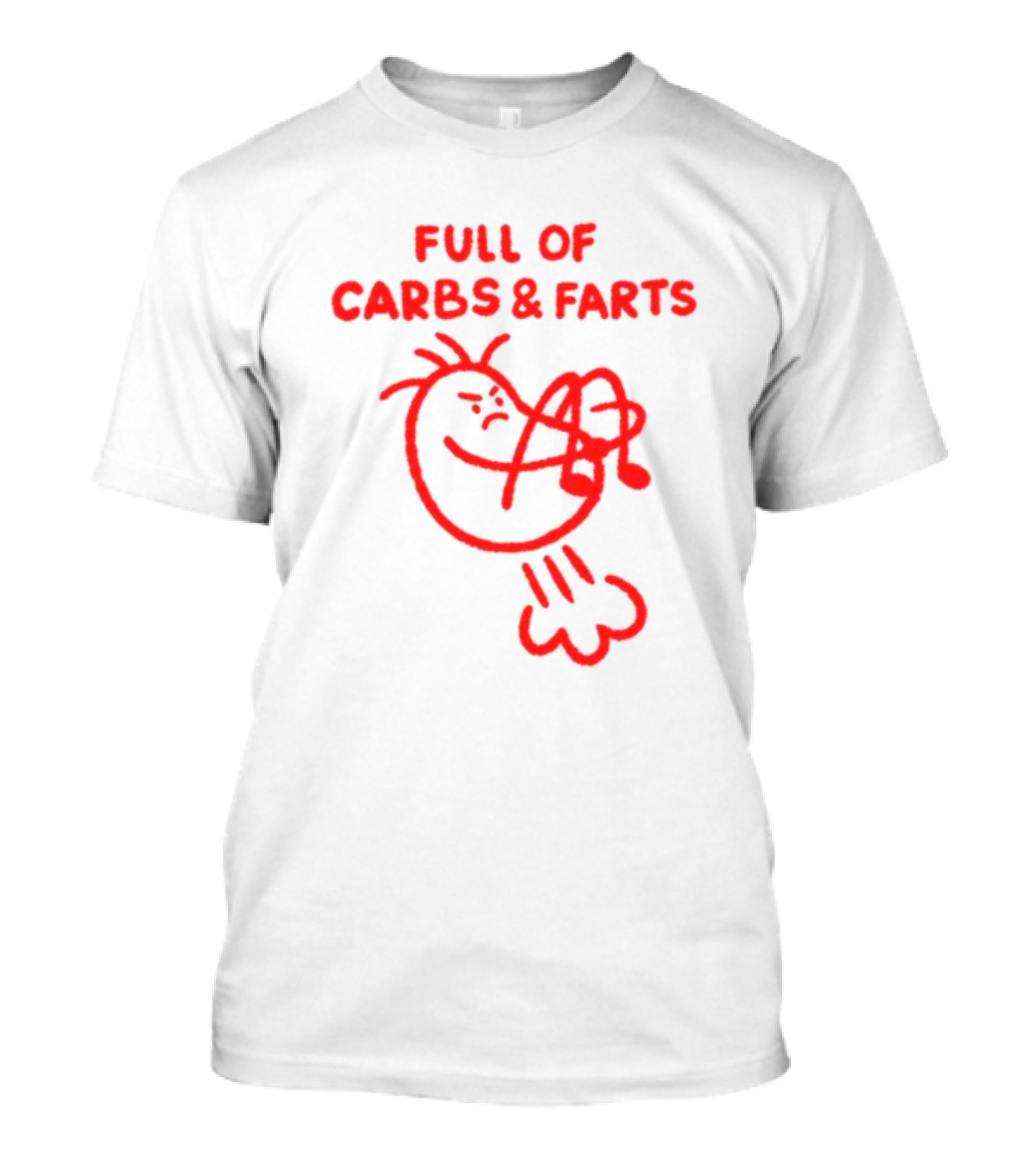 FULL OF CARBS AND FARTS Silly Cartoon Character Emitting Gas T-Shirt