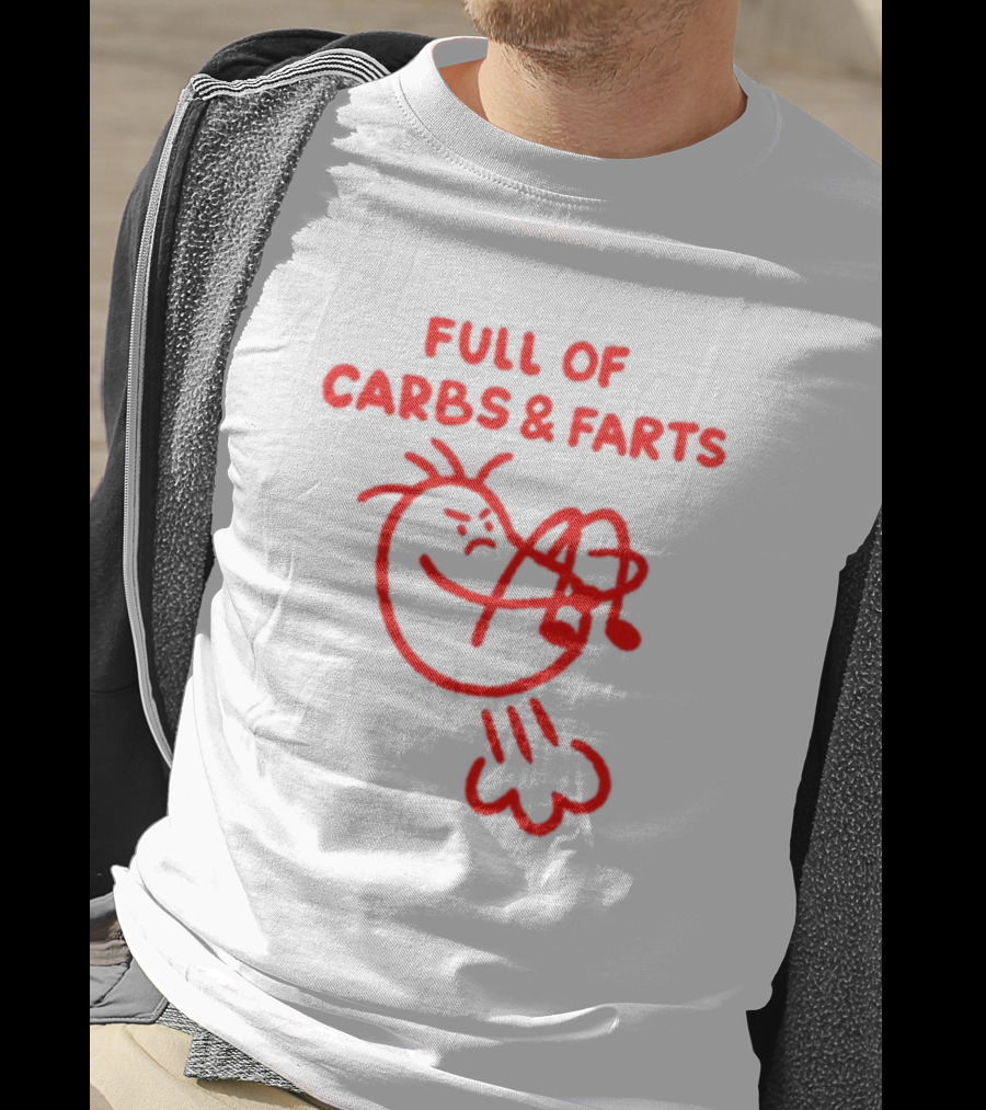 FULL OF CARBS AND FARTS Silly Cartoon Character Emitting Gas T-Shirt