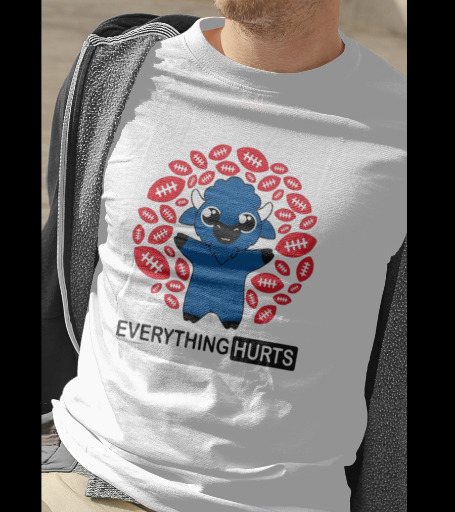 Buffalo Everything Hurts Surrounded By Red Footballs T-Shirt