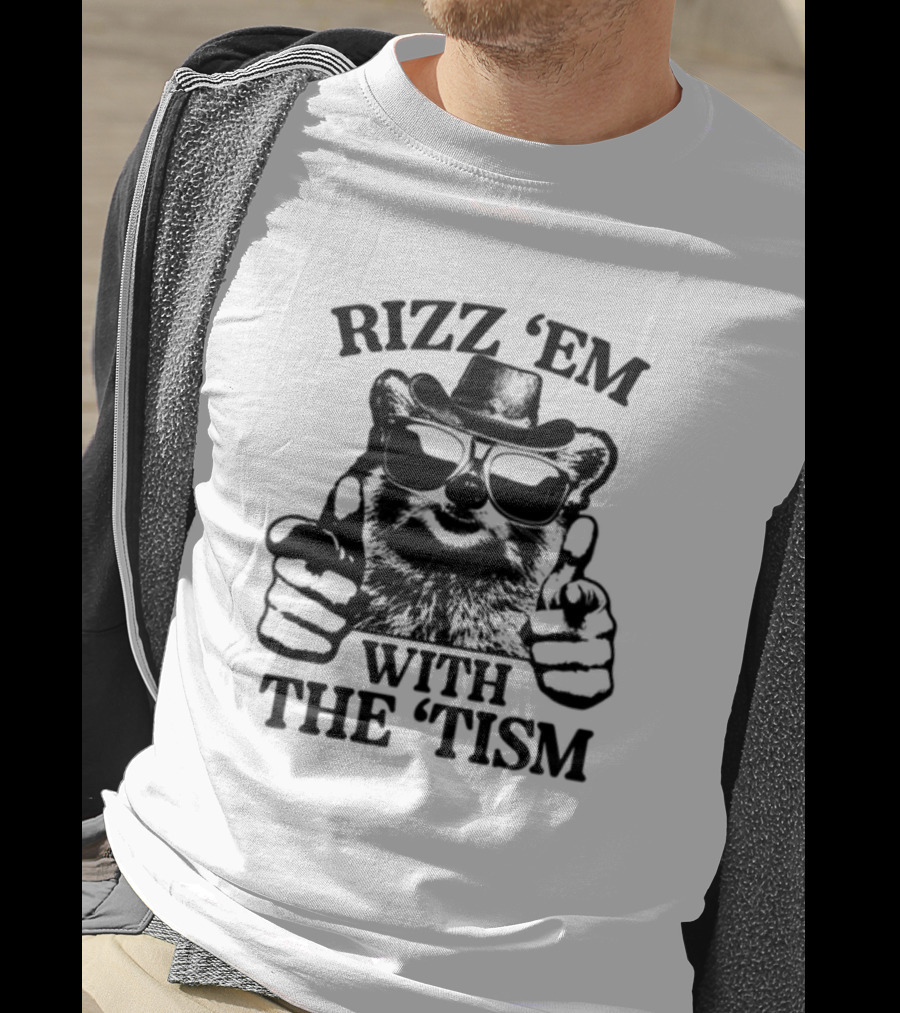 Raccoon In Sunglasses And Hat Rizz 'Em With The 'Tism Gotfunny T-Shirt