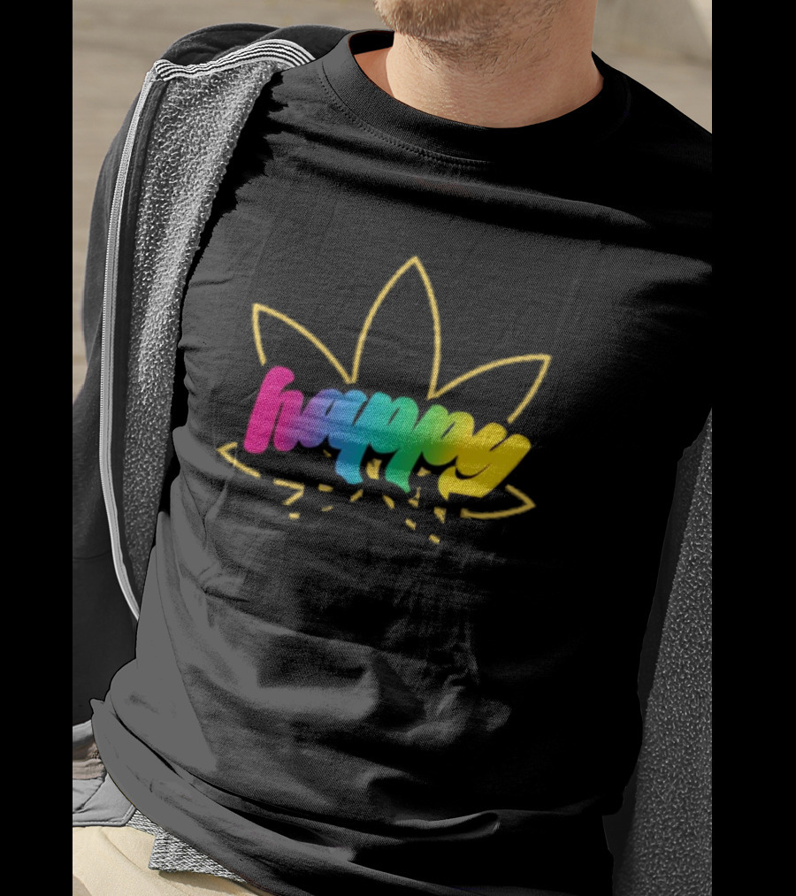 Happy Eddie Freestyle Rainbow Font Leaf T-Shirt