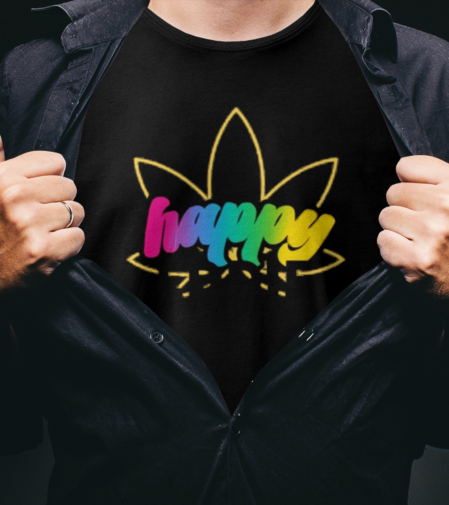 Happy Eddie Freestyle Rainbow Font Leaf T-Shirt