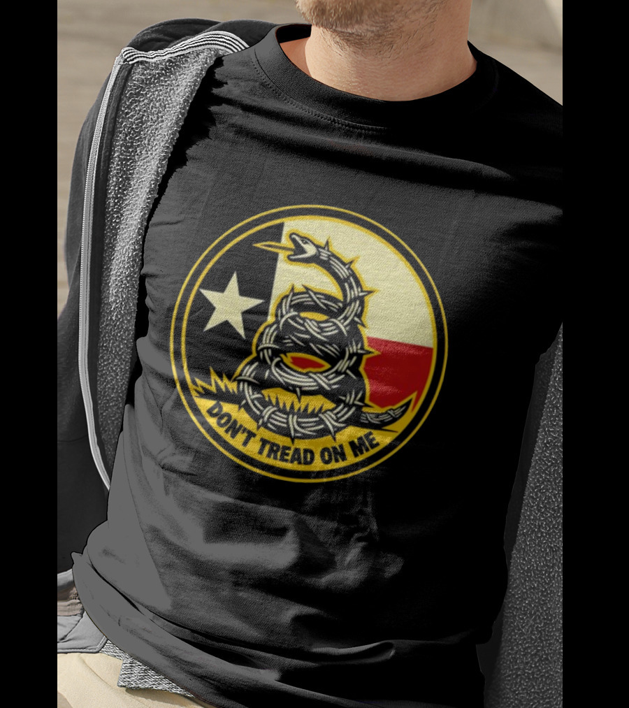 Don't Tread On Me Barbed Snake With Texas Flag Star T-Shirt