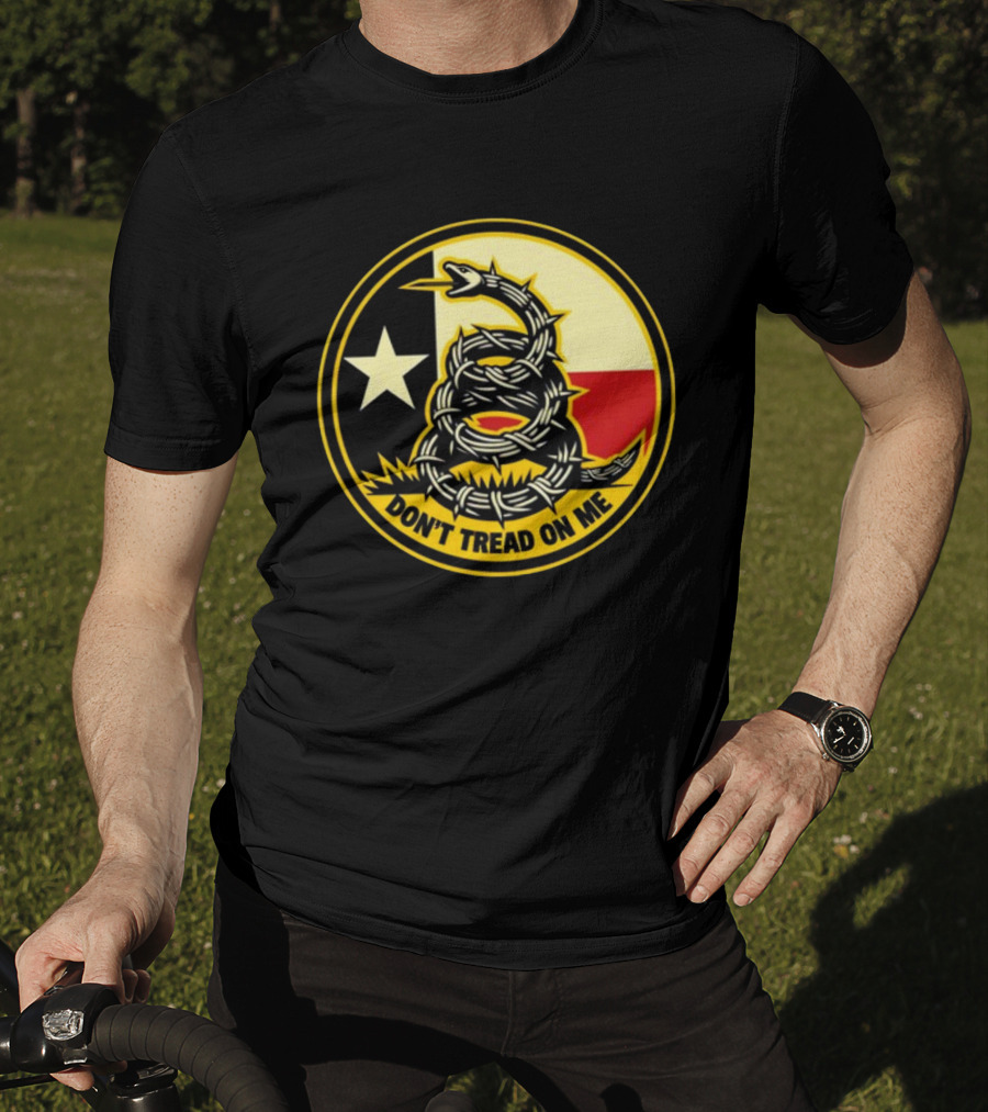 Don't Tread On Me Barbed Snake With Texas Flag Star T-Shirt