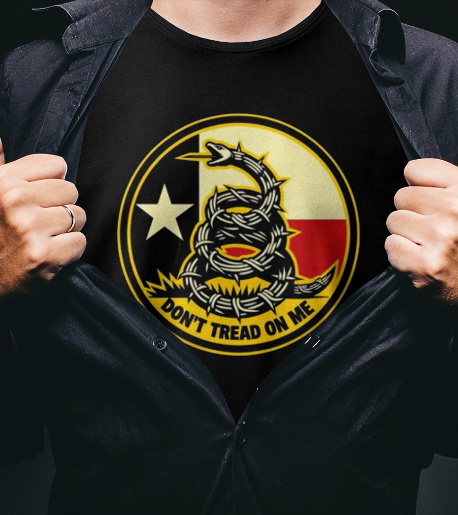 Don't Tread On Me Barbed Snake With Texas Flag Star T-Shirt