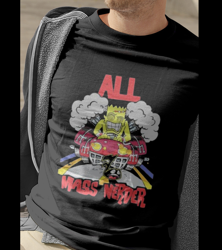 ALL Mass Nerder Cartoon Character Racing Machine T-Shirt
