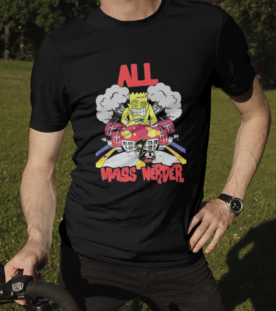 ALL Mass Nerder Cartoon Character Racing Machine T-Shirt