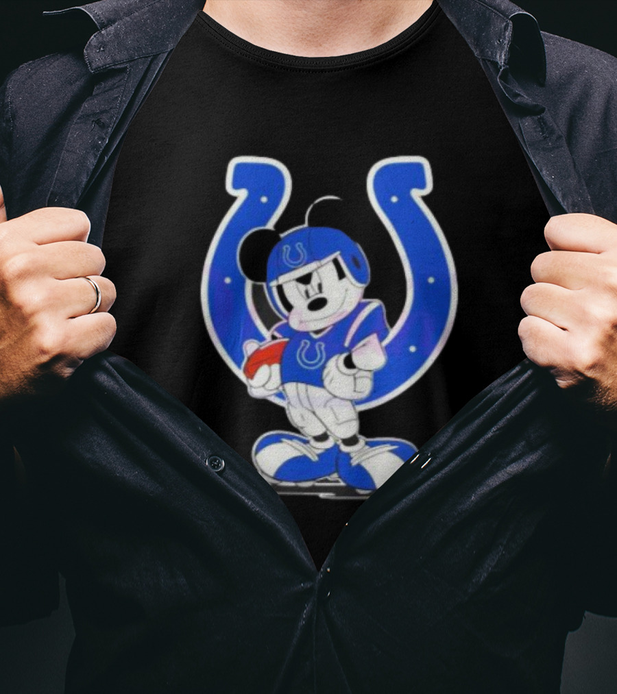 Indianapolis Colts NFL Mickey Mouse In Football Gear With Horseshoe T-Shirt