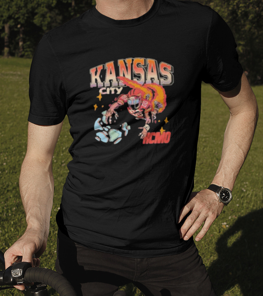 Kansas City Football Player KCMO Chiefs Mascot T-Shirt