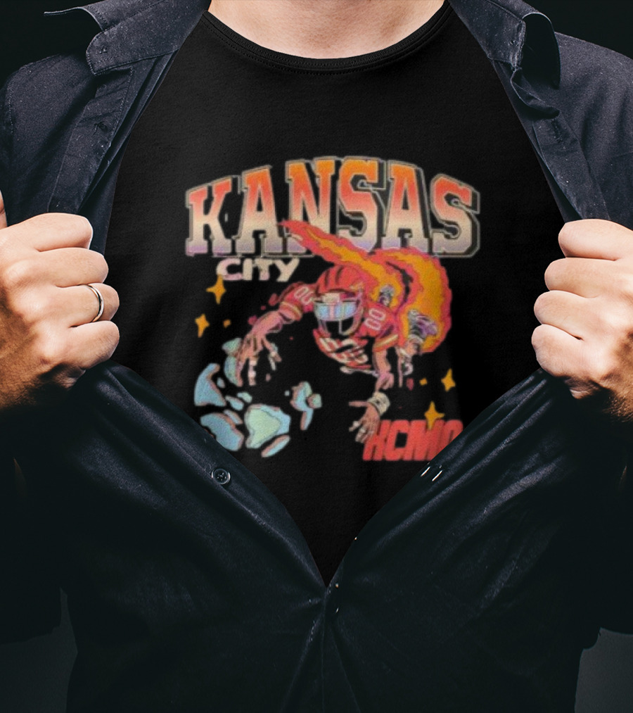 Kansas City Football Player KCMO Chiefs Mascot T-Shirt