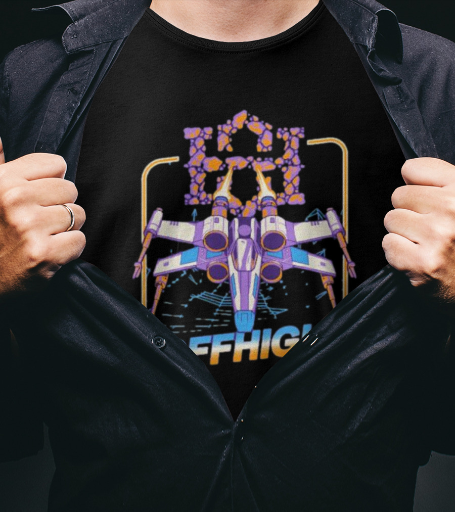 Offhigh Skywalker Spaceship Adventure Retro Neon T-Shirt