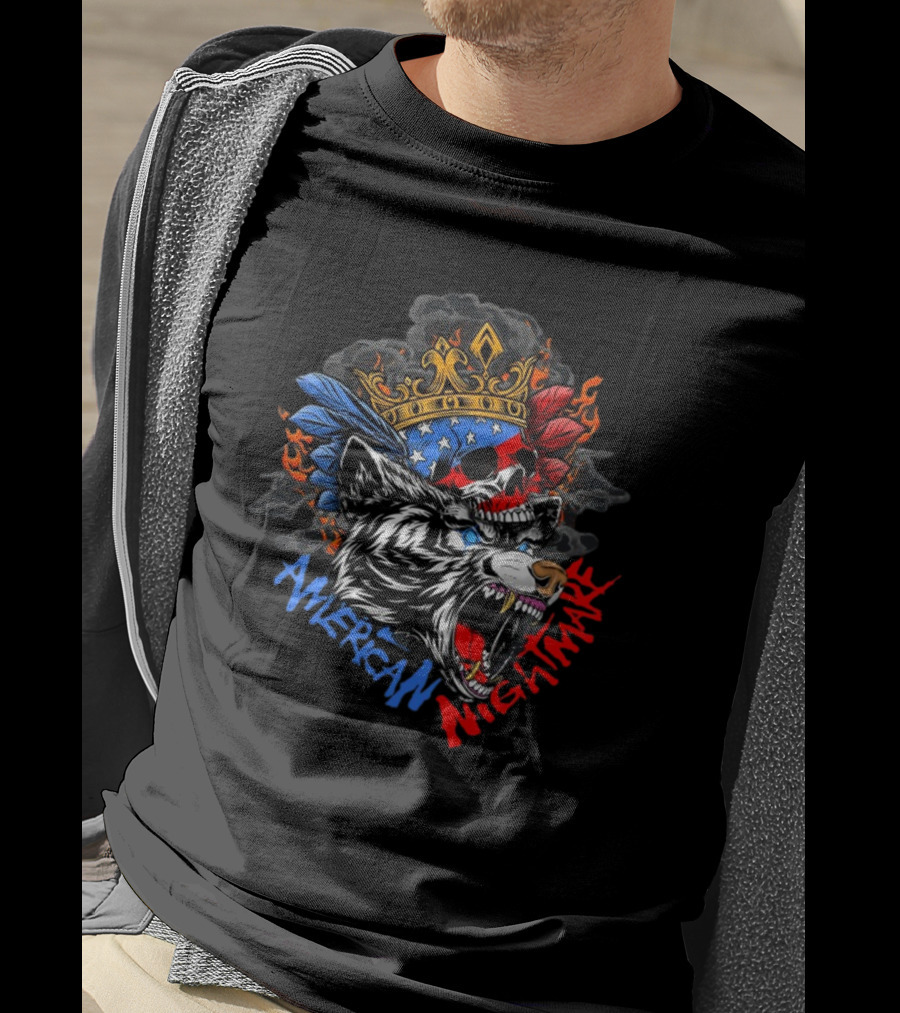 American Nightmare Skull With Crown And Wolf T-Shirt