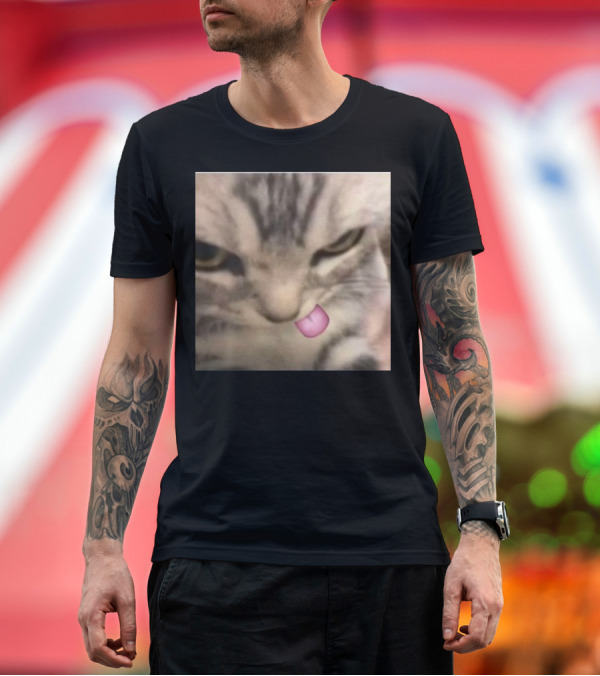 Premium T-Shirt: Sillyteestudio Silly Kitten Funny Cute Tongue Out Cat Meme T-Shirt Sillyteestudio Silly Kitten Funny Cute Tongue Out Cat Meme T-Shirt