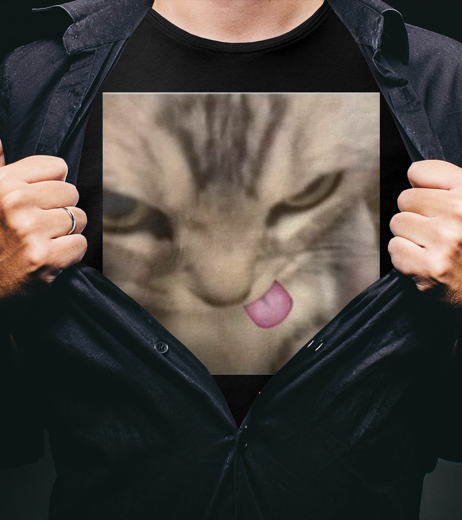 Sillyteestudio Silly Kitten Funny Cute Tongue Out Cat Meme T-Shirt