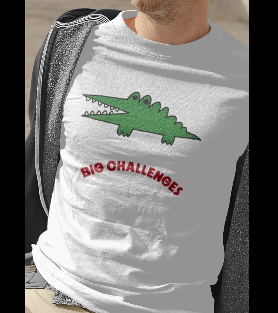 Big Challenges Green Crocodile Cartoon T-Shirt