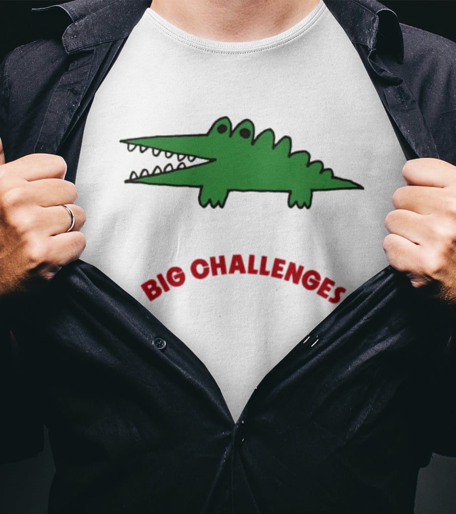 Big Challenges Green Crocodile Cartoon T-Shirt
