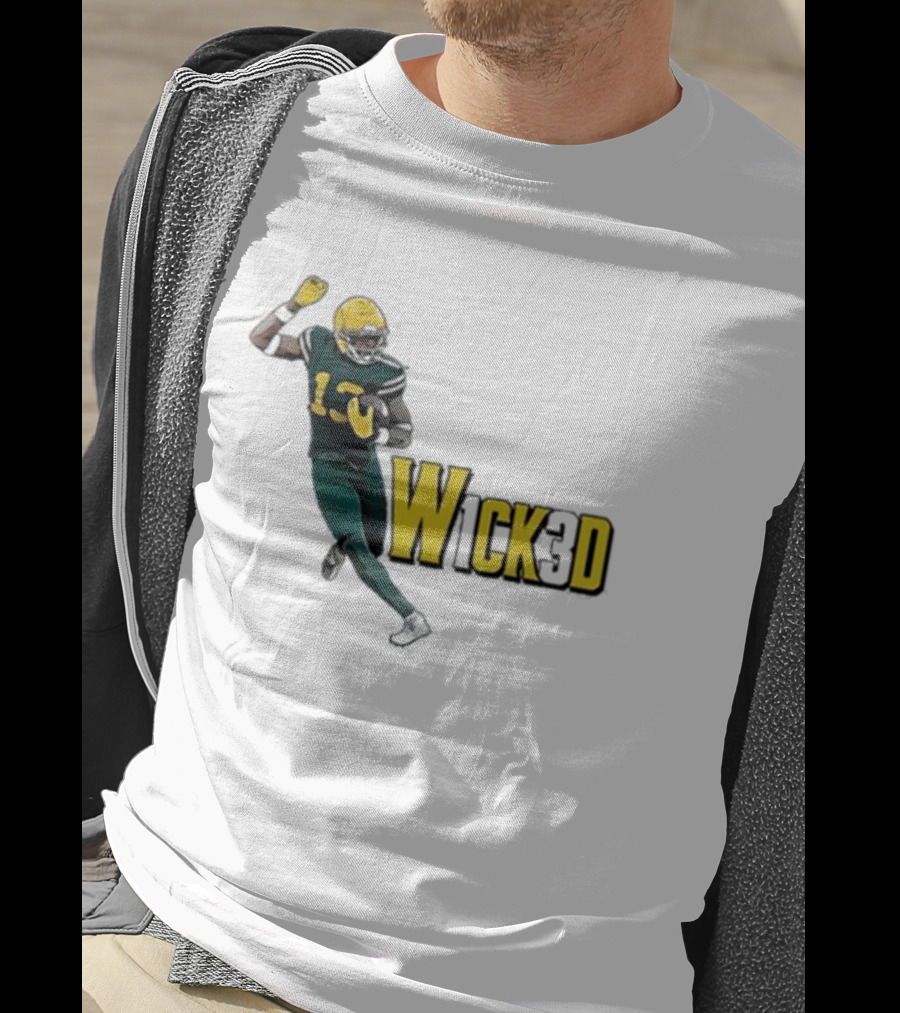 W1ck3d Football Player Yellow Helmet Green Jersey 13 T-Shirt