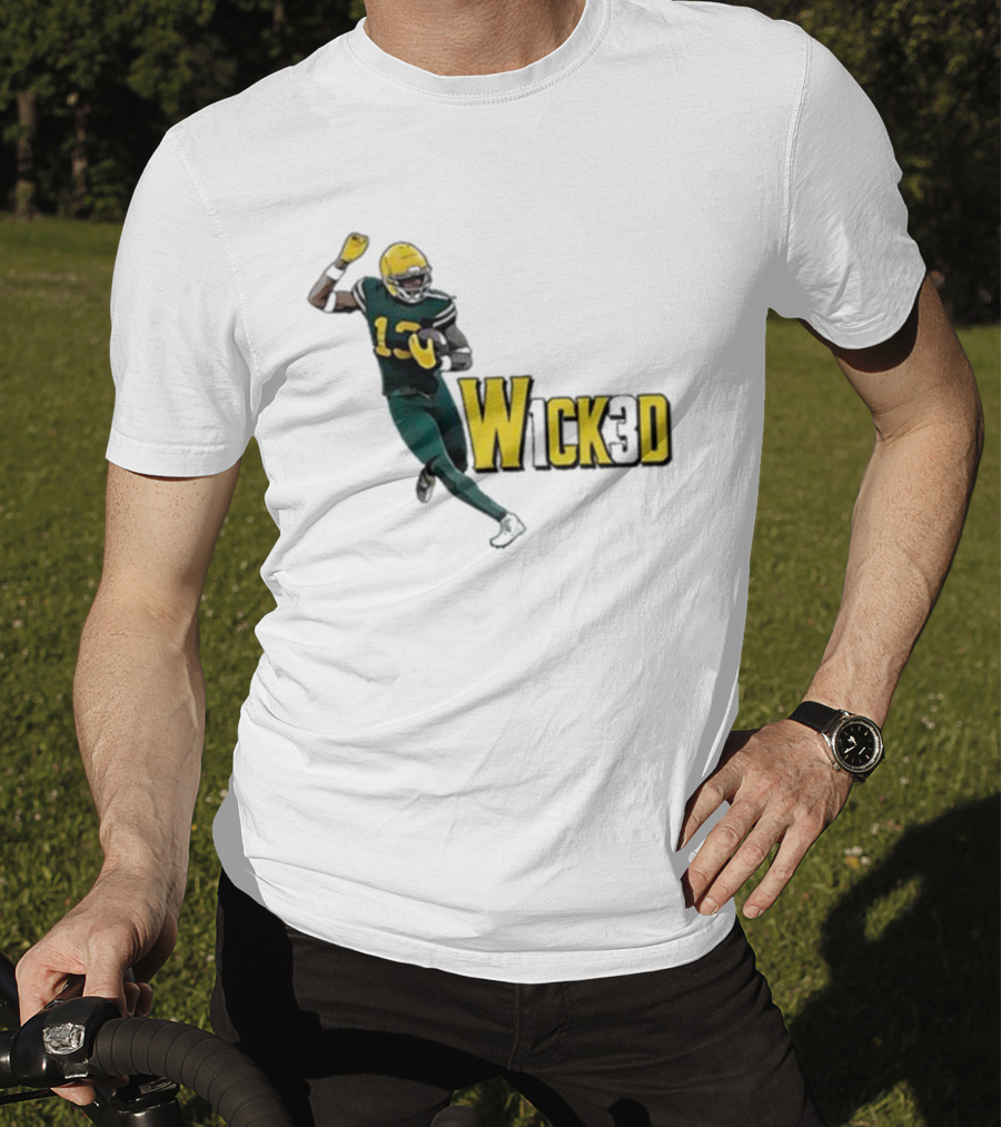 W1ck3d Football Player Yellow Helmet Green Jersey 13 T-Shirt