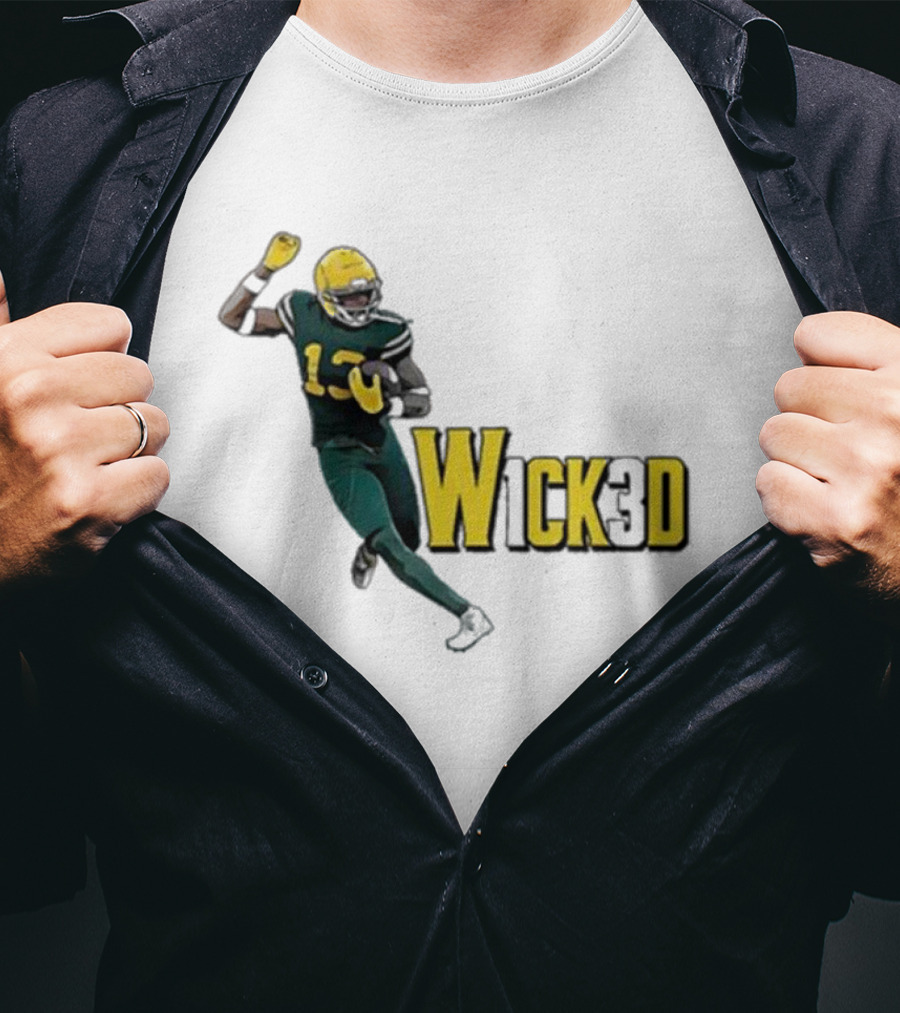 W1ck3d Football Player Yellow Helmet Green Jersey 13 T-Shirt