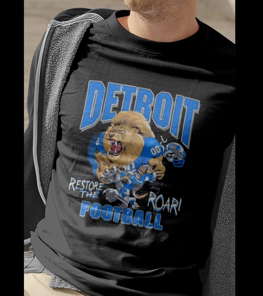Detroit Restore The Roar Football Lion Player T-Shirt