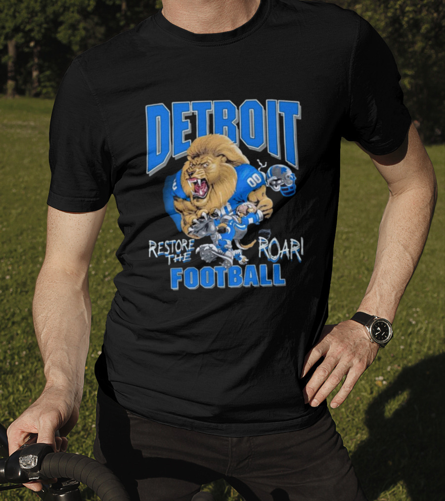 Detroit Restore The Roar Football Lion Player T-Shirt