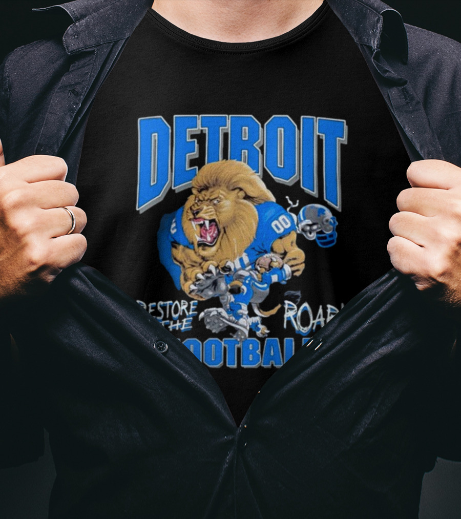Detroit Restore The Roar Football Lion Player T-Shirt