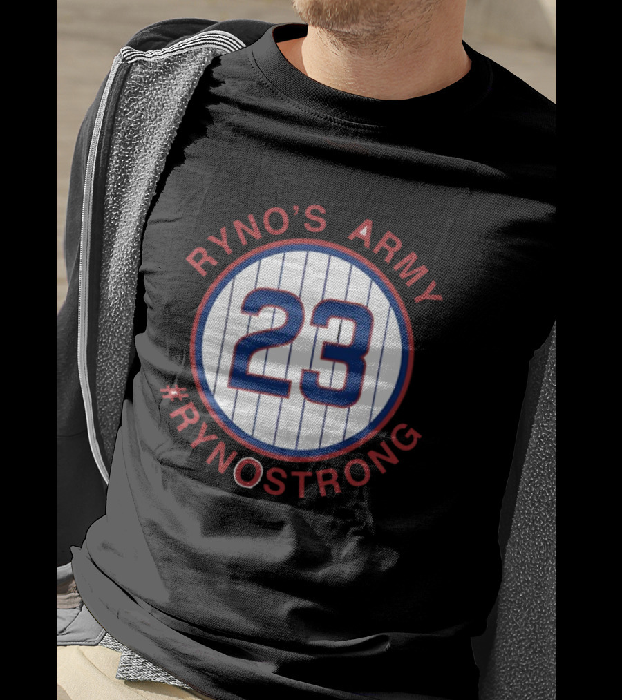 Ryno's Army 23 #RynoStrong Circle Logo White Pinstripes T-Shirt