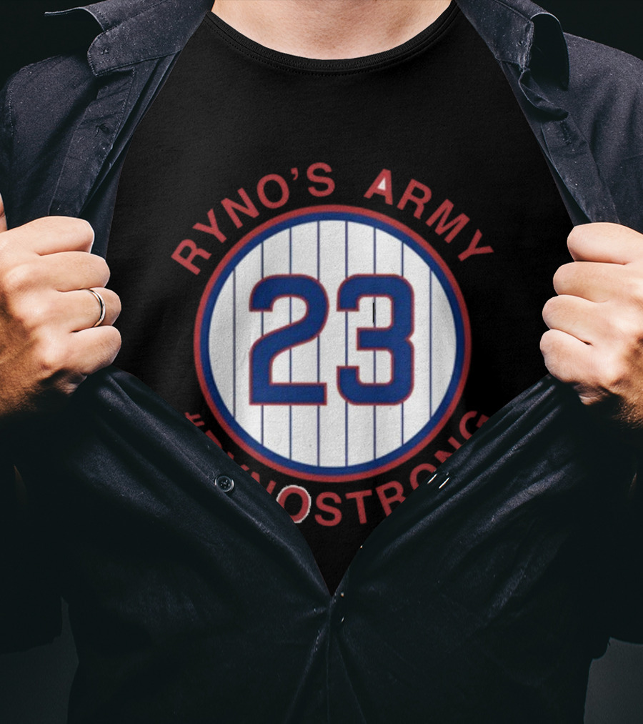 Ryno's Army 23 #RynoStrong Circle Logo White Pinstripes T-Shirt