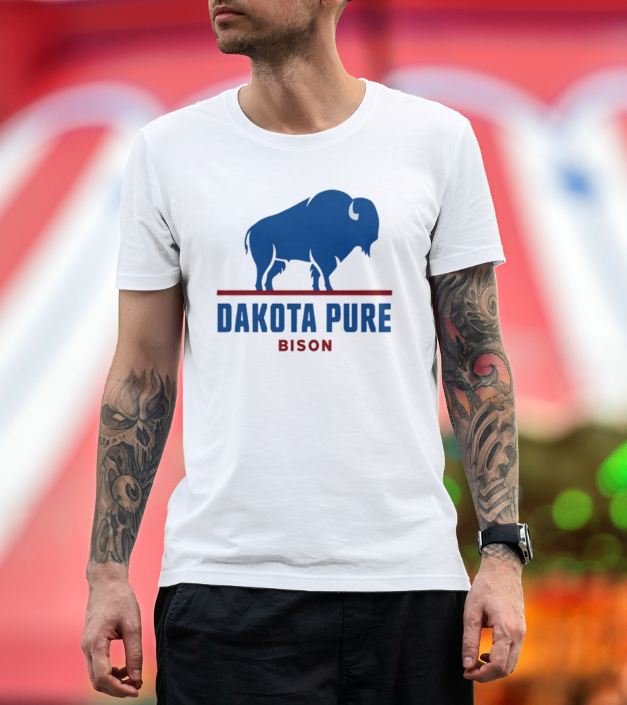 Shawn Baker Dakota Pure Bison Blue Icon Bison Red Line T-Shirt