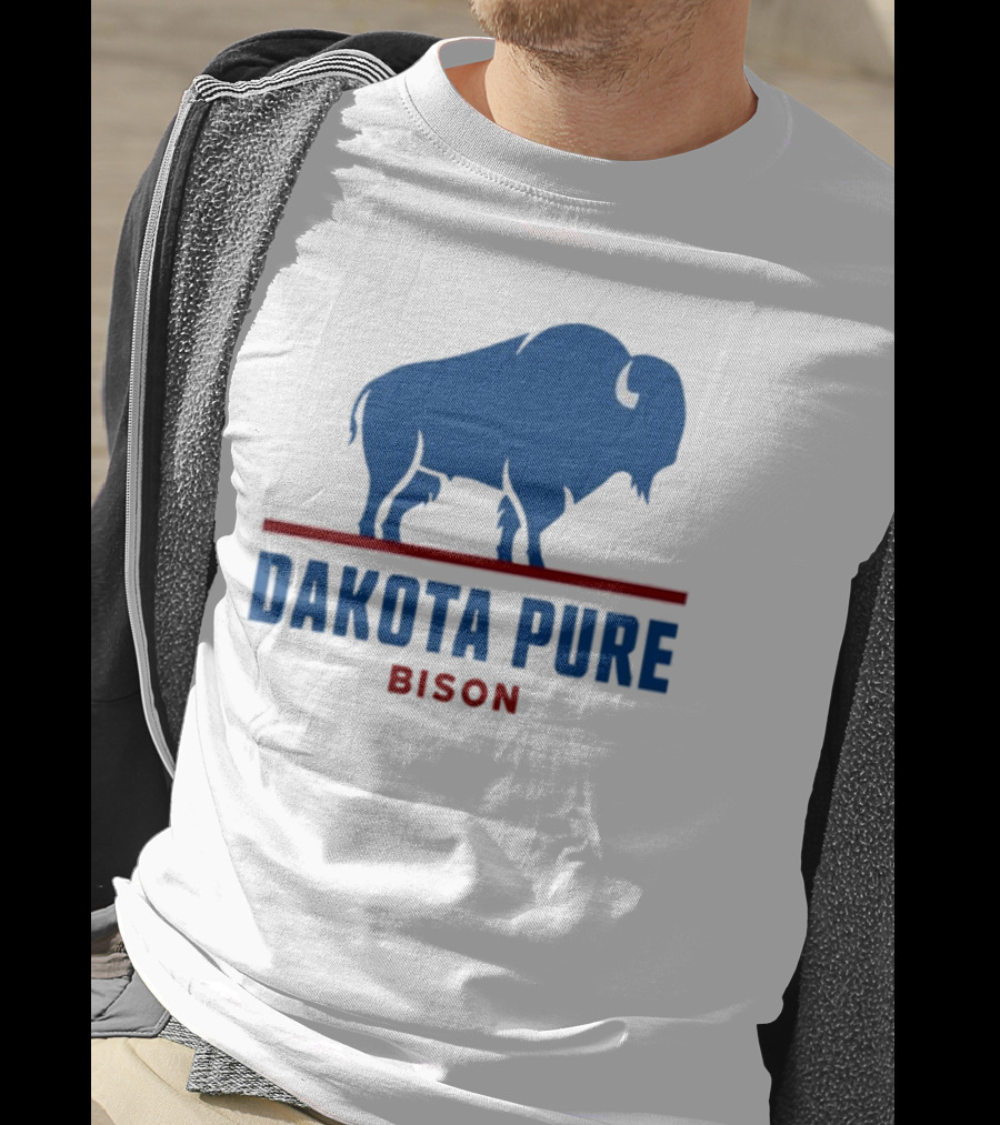 Shawn Baker Dakota Pure Bison Blue Icon Bison Red Line T-Shirt