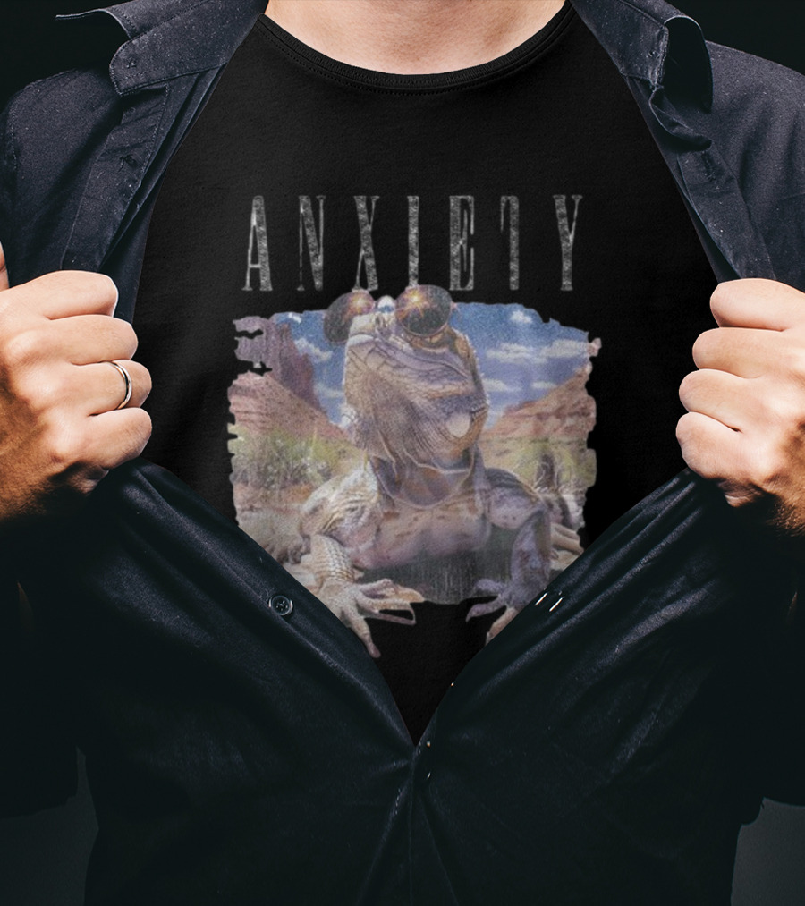 Waveygoods Anxiety Lizard Sunglasses Desert Landscape No Rules T-Shirt