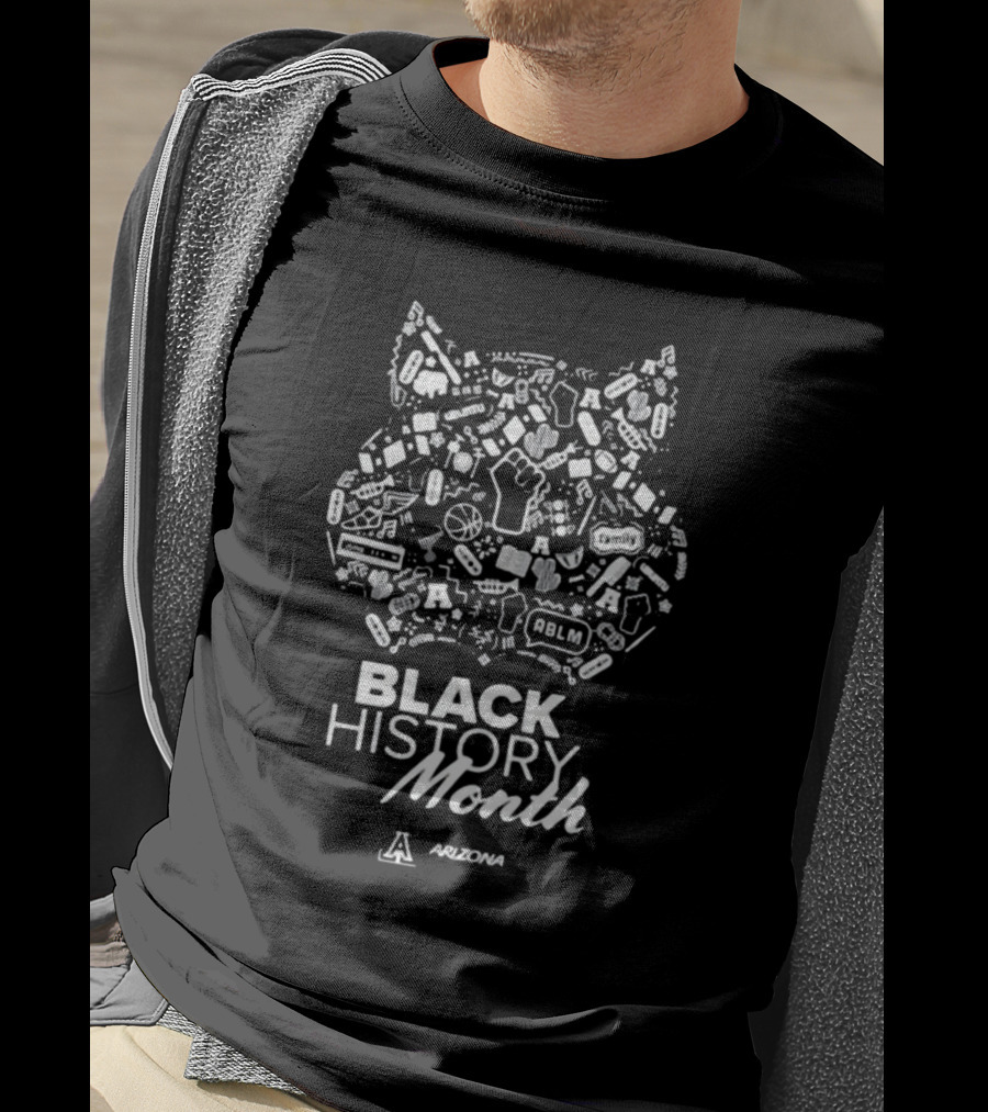 Arizona Wildcats Black History Month Symbol And Text With Iconic T-Shirt