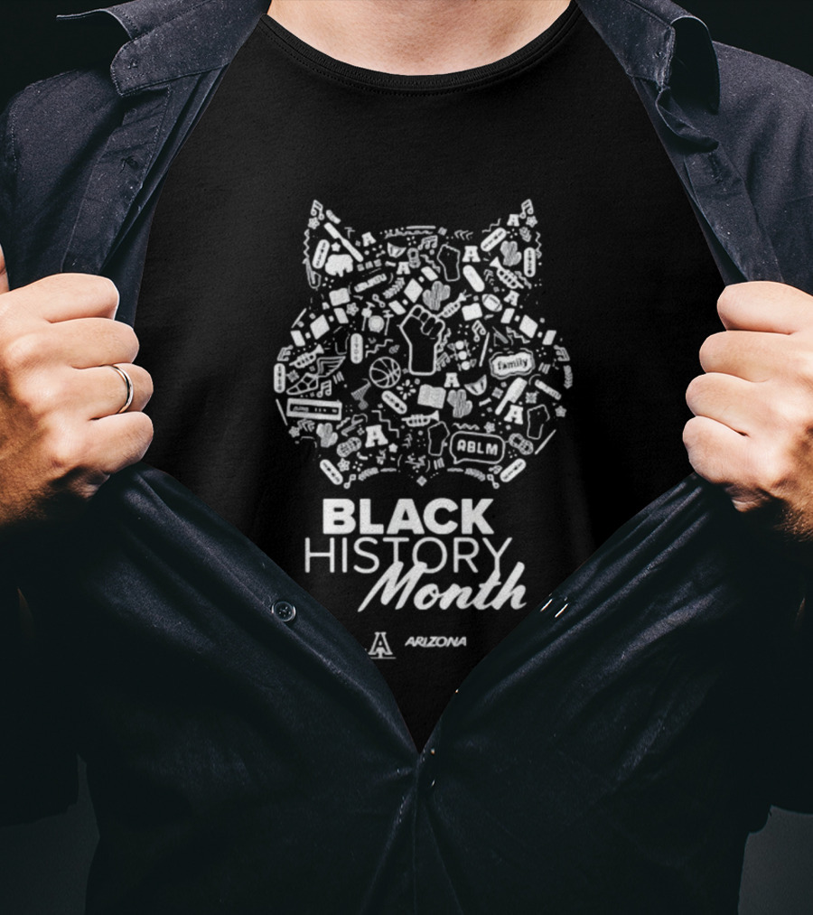 Arizona Wildcats Black History Month Symbol And Text With Iconic T-Shirt