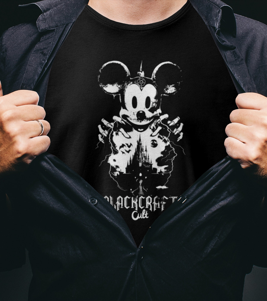 Blackcraft Cult Mouse Gothic Castle Scene T-Shirt