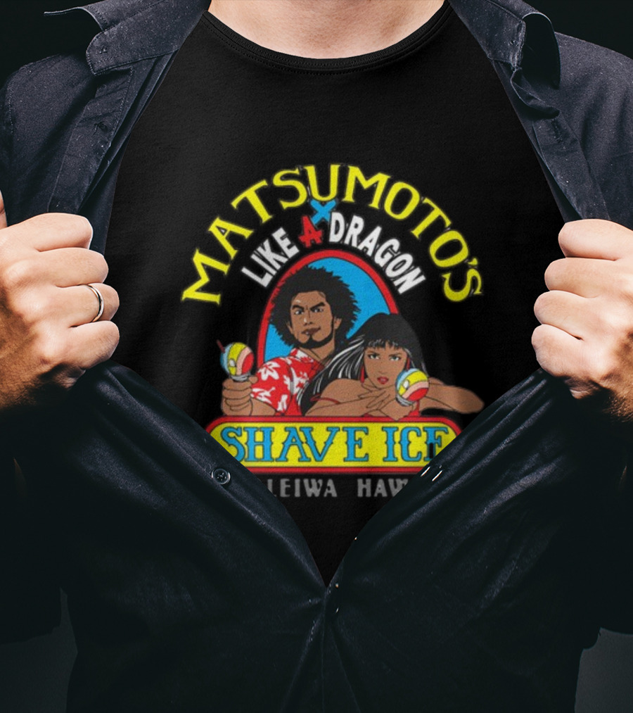 Matsumoto's Like A Dragon Shave Ice Haleiwa Hawaii Colorful Characters With Shave Ice T-Shirt