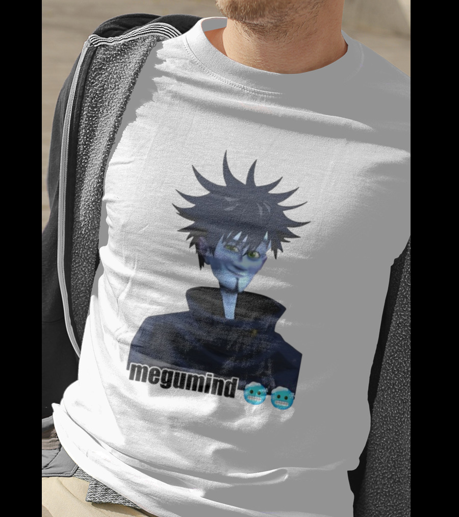 Spiky Haired Megumind Blue Emoji Face T-Shirt
