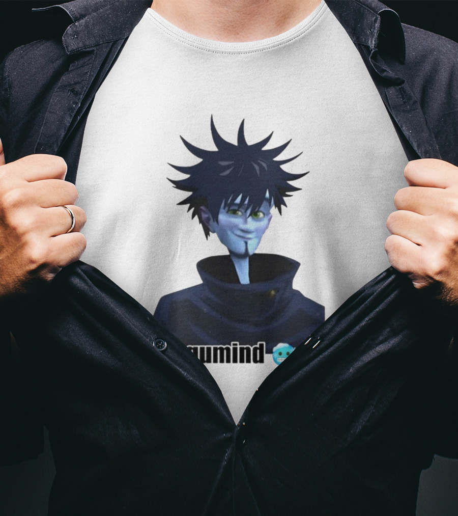Spiky Haired Megumind Blue Emoji Face T-Shirt