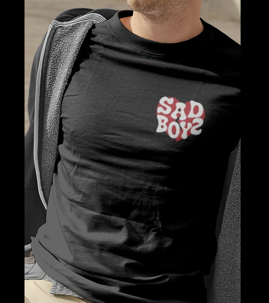 Sad Boyz Heart Logo Red And White Contrast T-Shirt