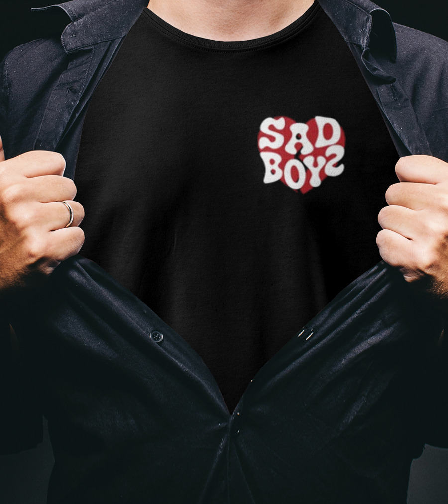 Sad Boyz Heart Logo Red And White Contrast T-Shirt