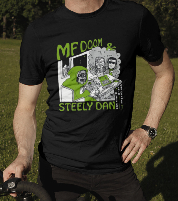 MF Doom And Steely Dan Black Cow Into Gas Drawls Comic Style Scene T-Shirt