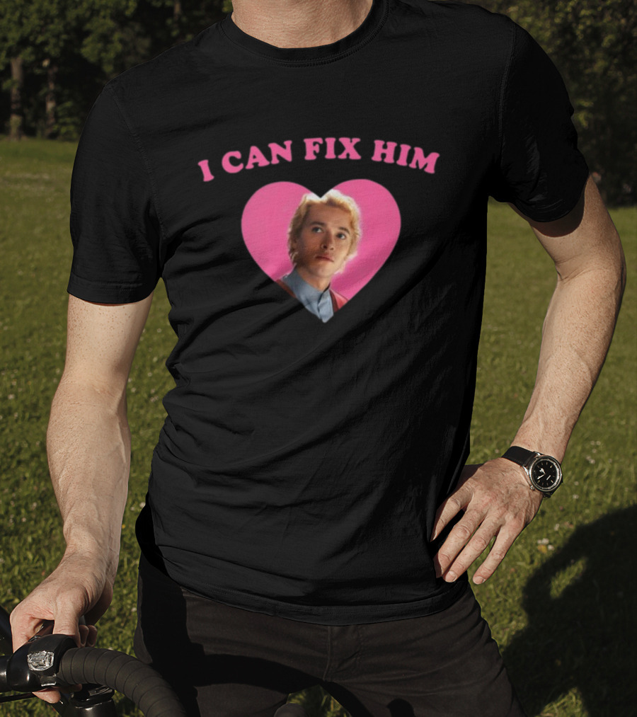 I Can Fix Him Heart Pink Background Tom Blyth T-Shirt