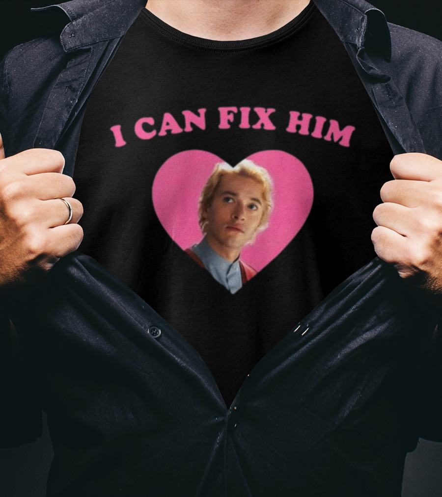 I Can Fix Him Heart Pink Background Tom Blyth T-Shirt