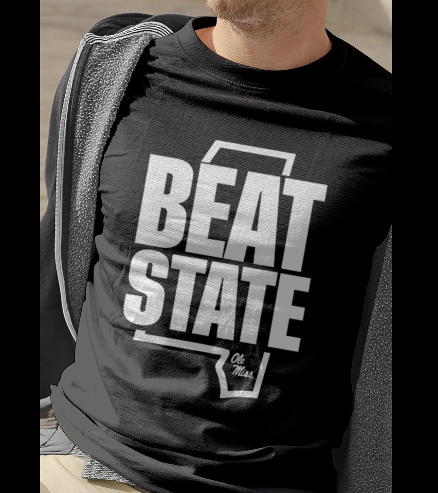 Beat State Ole Miss Mississippi Outline T-Shirt