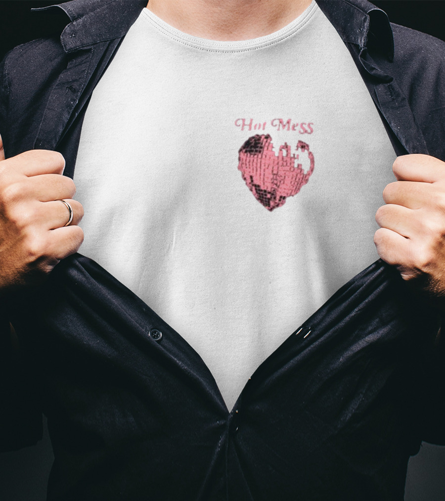 Hot Mess Pink Pixel Heart T-Shirt
