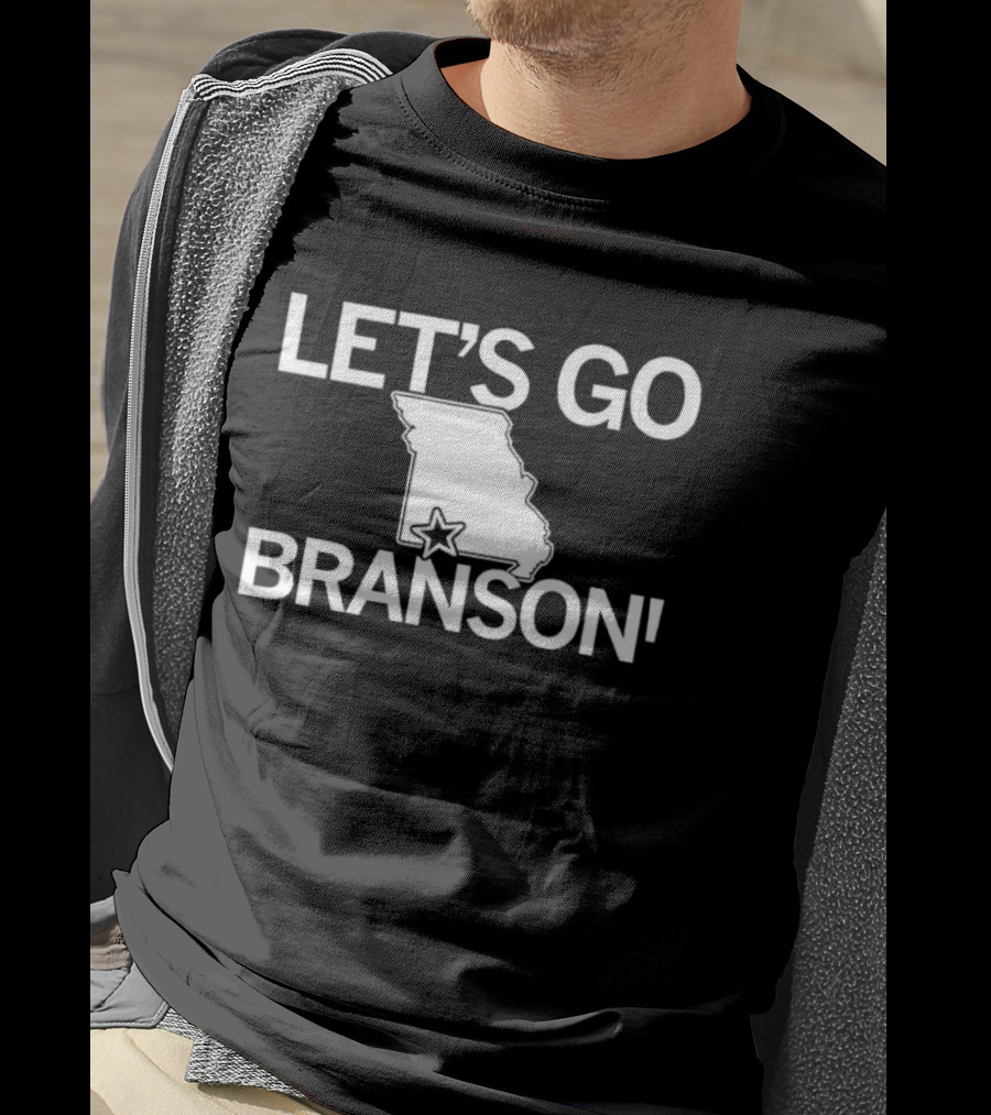 Let's Go Branson Missouri State Outline Star Location T-Shirt