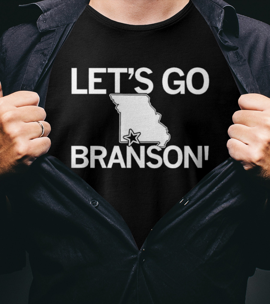 Let's Go Branson Missouri State Outline Star Location T-Shirt