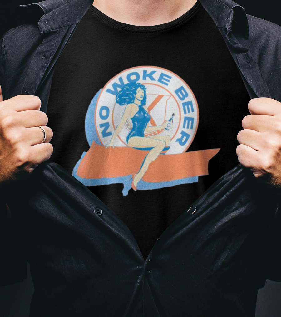 No Woke Beer Retro Pin-Up Style Beverage T-Shirt