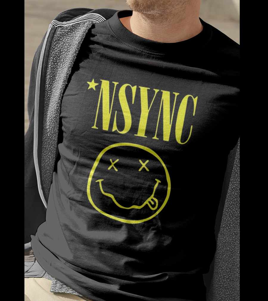 NSYNC Fake Handshake Grunge Inspired Smiley Face T-Shirt