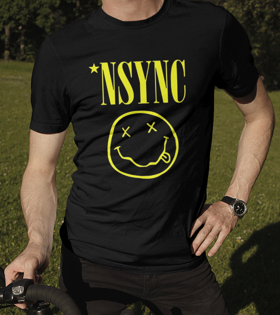 NSYNC Fake Handshake Grunge Inspired Smiley Face T-Shirt
