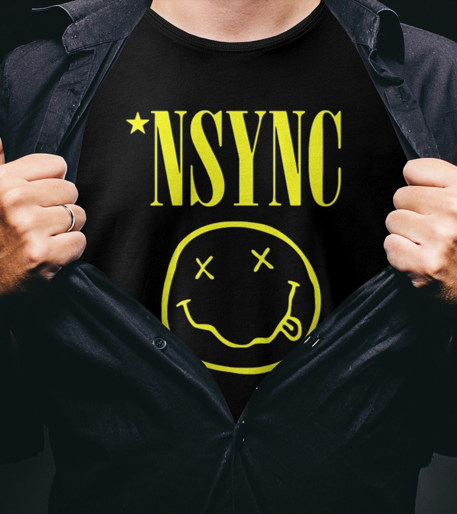 NSYNC Fake Handshake Grunge Inspired Smiley Face T-Shirt
